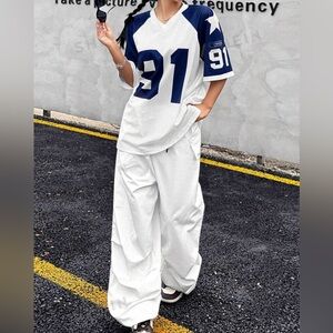 Mesh colorblock digital printed loose fit sports T-shirt